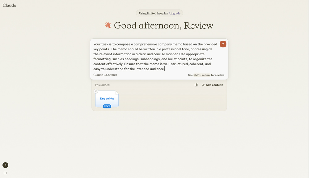 Claude interface screenshot.